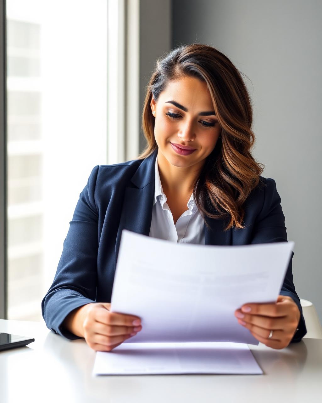 Professional reviewing documents